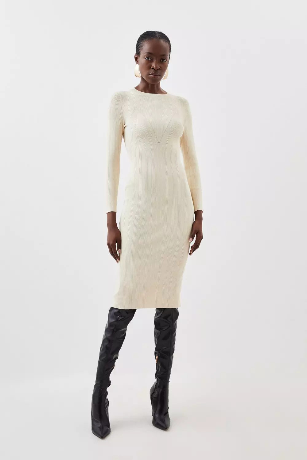 Long sleeve shop ribbed midaxi dress