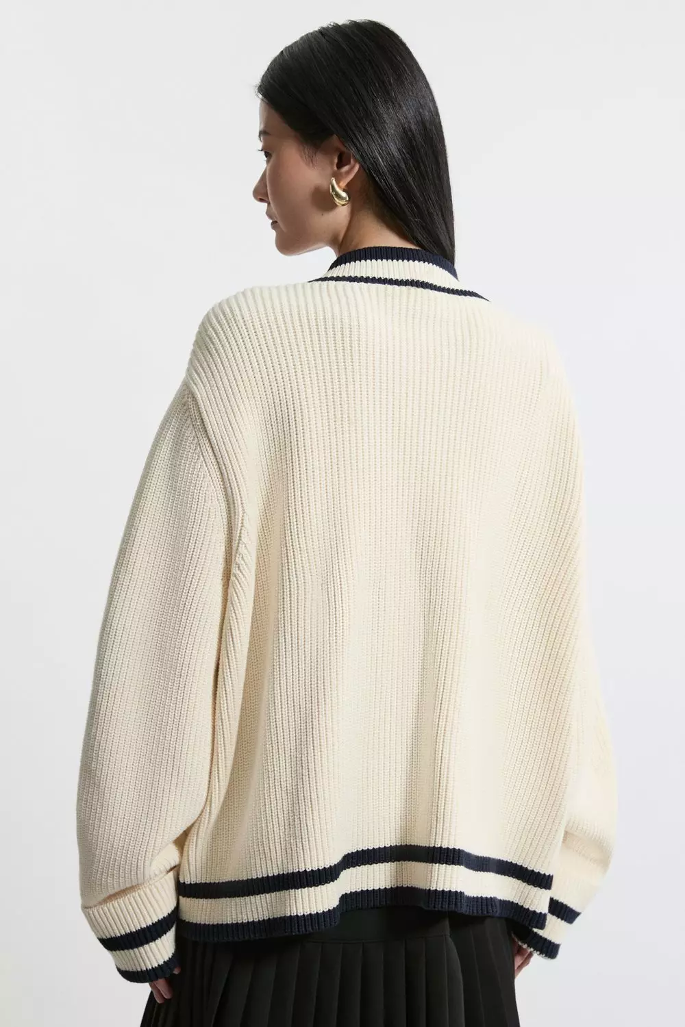 Cotton V Neck Knit Boxy Sweater | Karen Millen