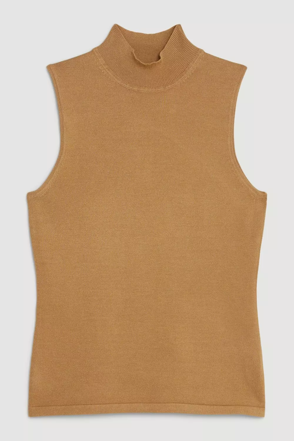 Viscose Blend Funnel Neck Knit Tank Top | Karen Millen