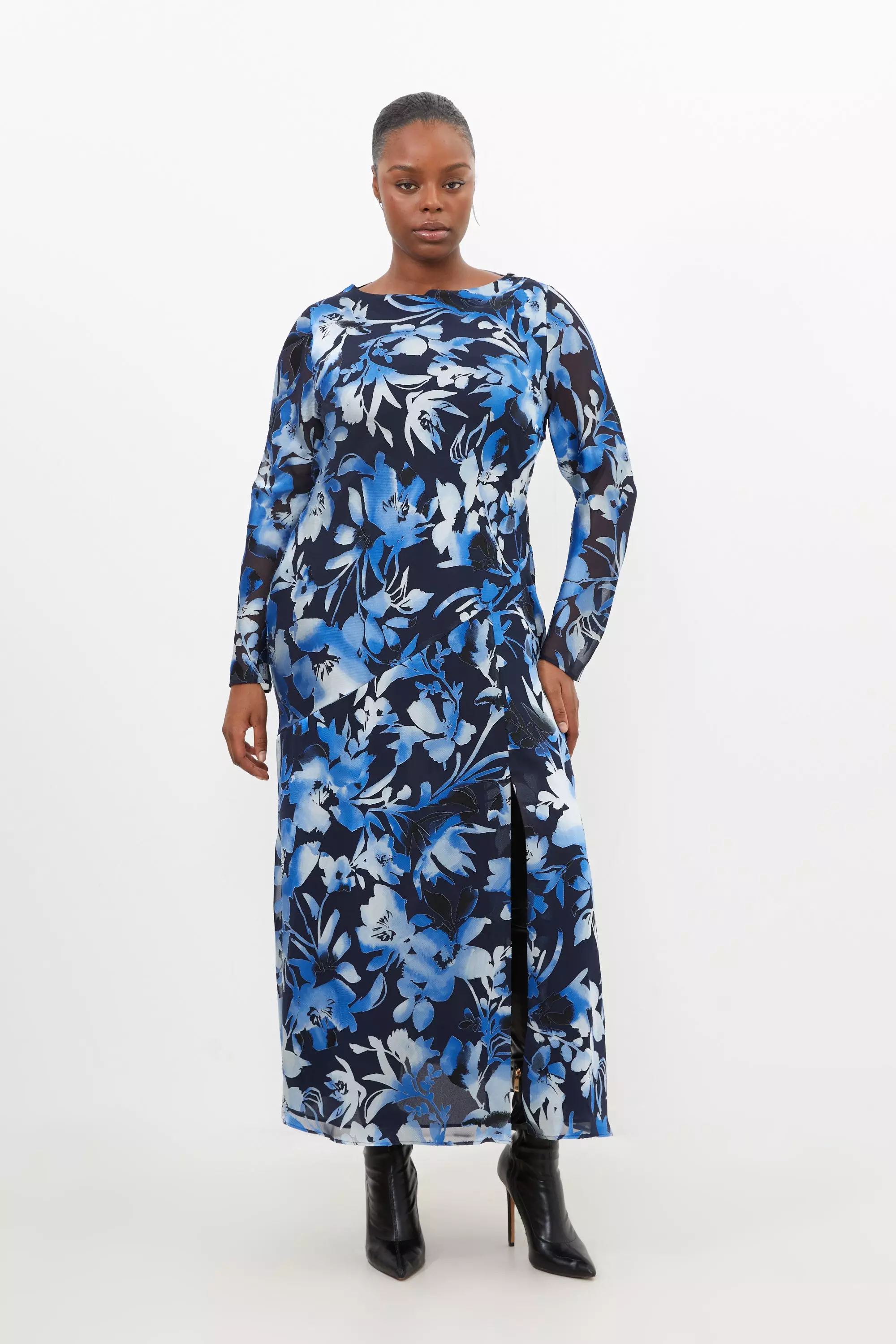 Woven Floral Cut Out Maxi Dress