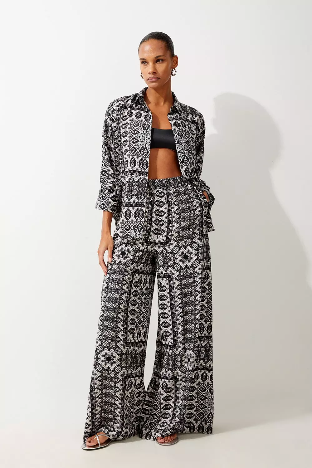 Printed viscose trousers