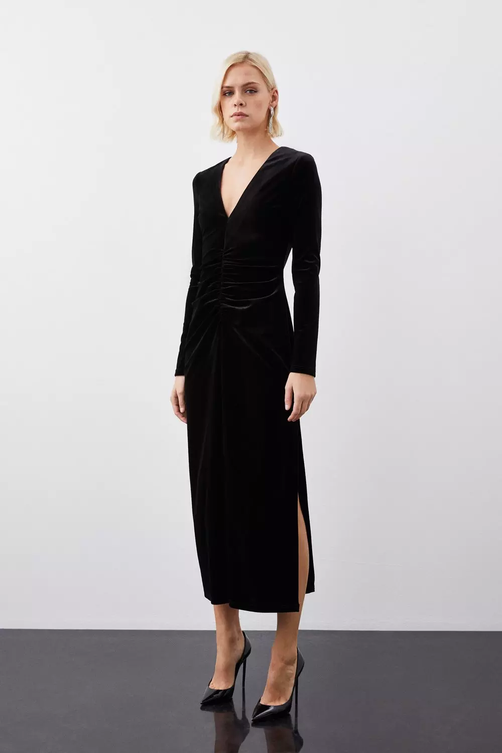 Stretch Velvet Jersey Maxi Dress Karen Millen