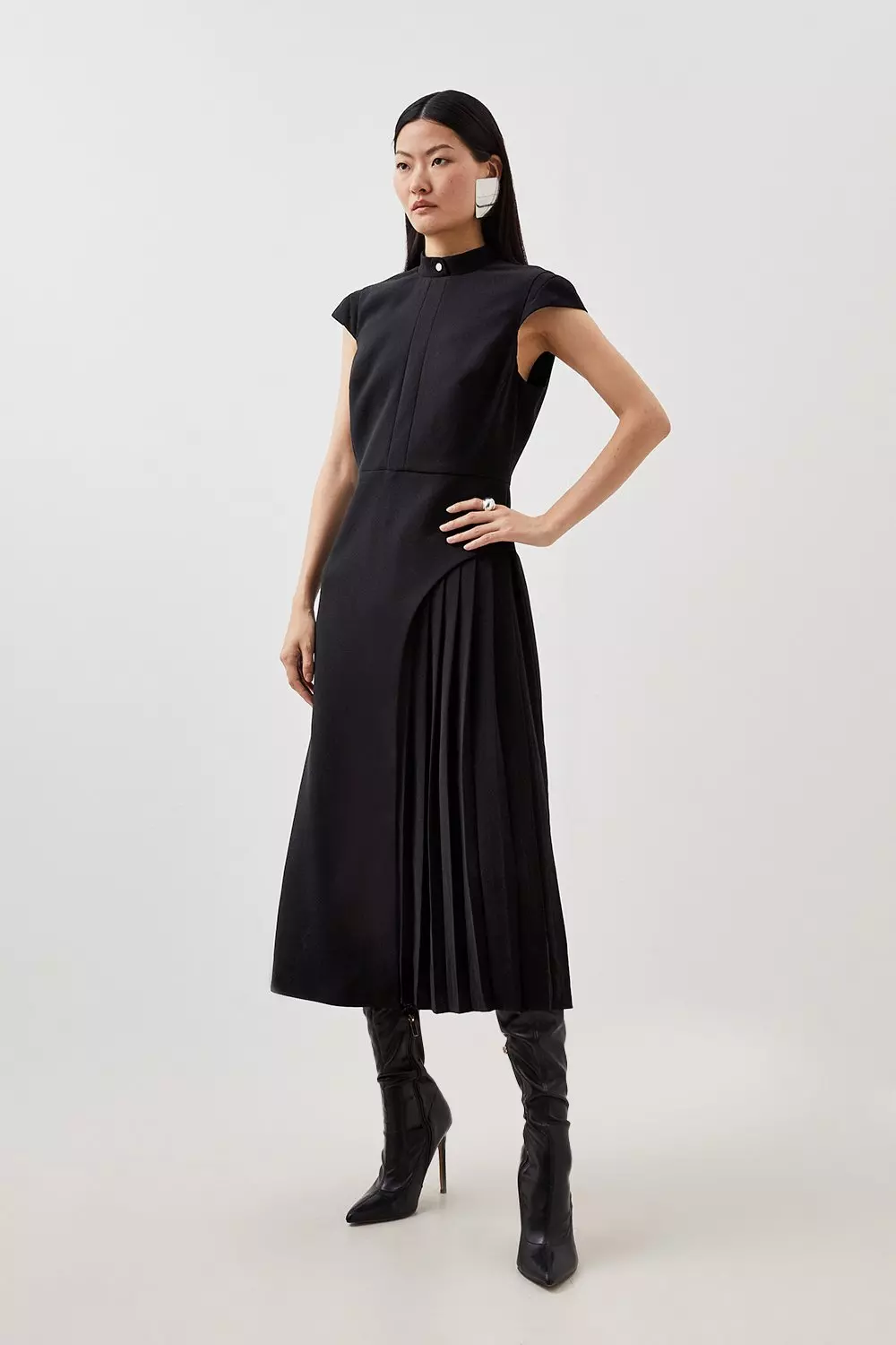 Karen millen pleated store hem tailored dress