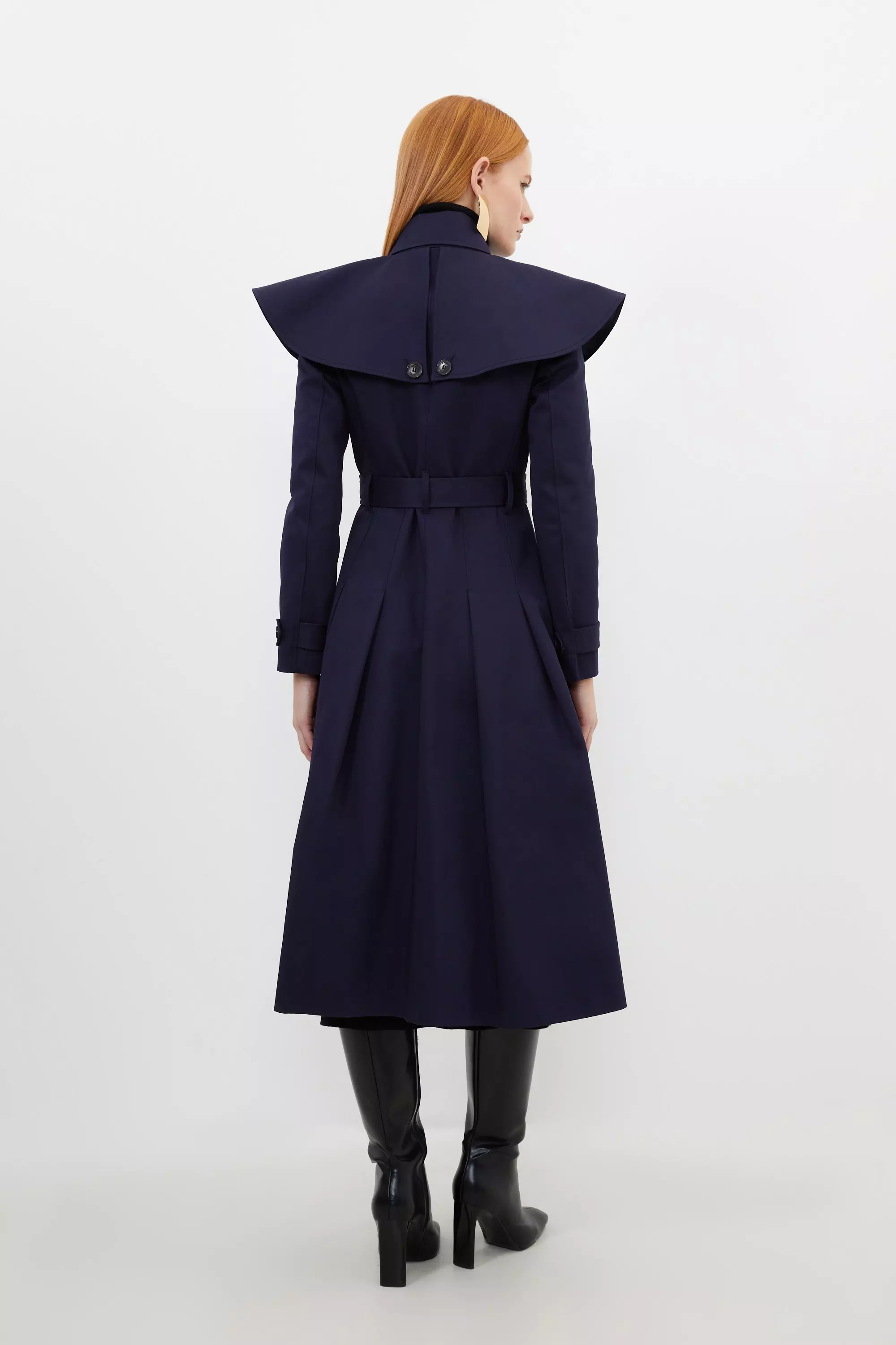 Tailored Draped Storm Flap Detail Belted Trench Coat | Karen Millen