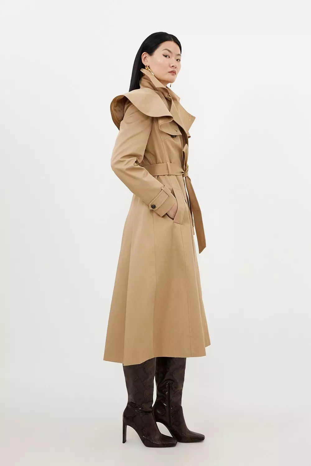 Karen millen belted 2025 trench coat camel