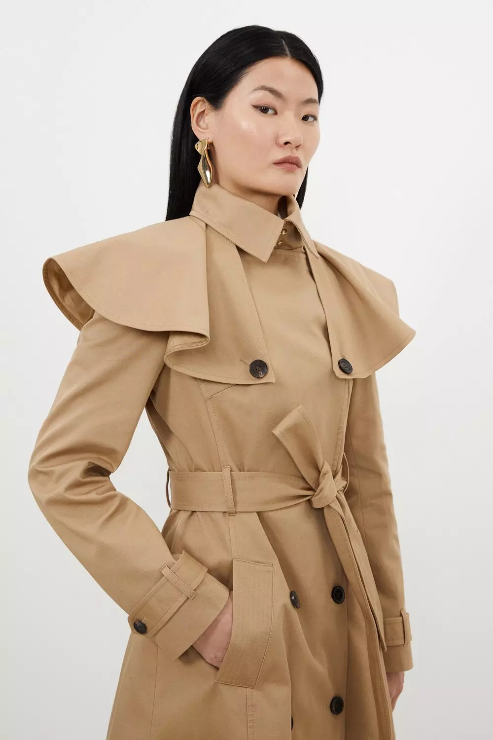 Camel clearance draped coat