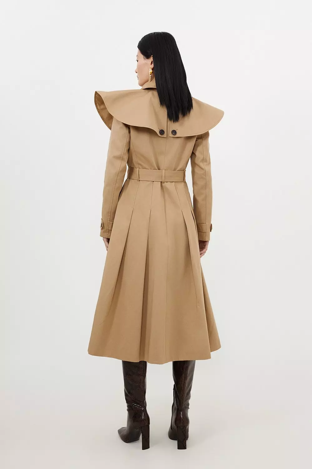 Tailored Draped Storm Flap Detail Belted Trench Coat | Karen Millen