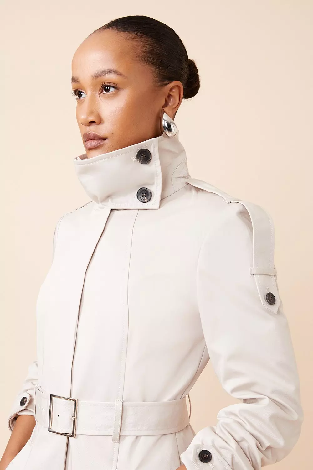 Tailored High Neck Belted Trench Coat | Karen Millen