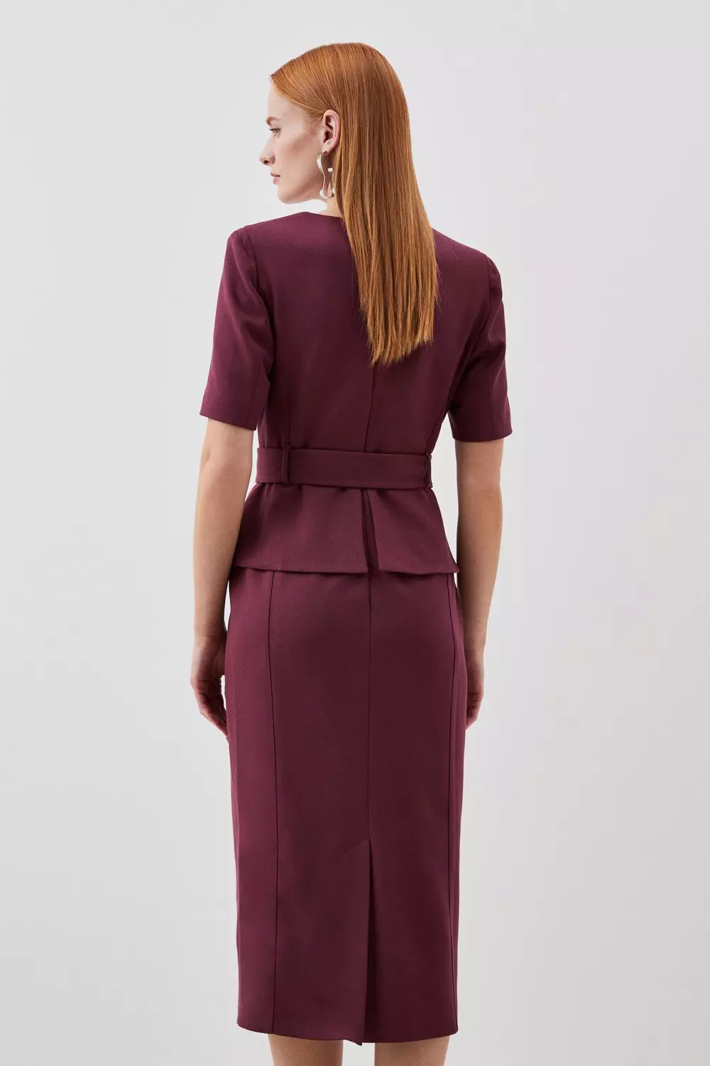 Crepe Asymmetrical Peplum Dress –