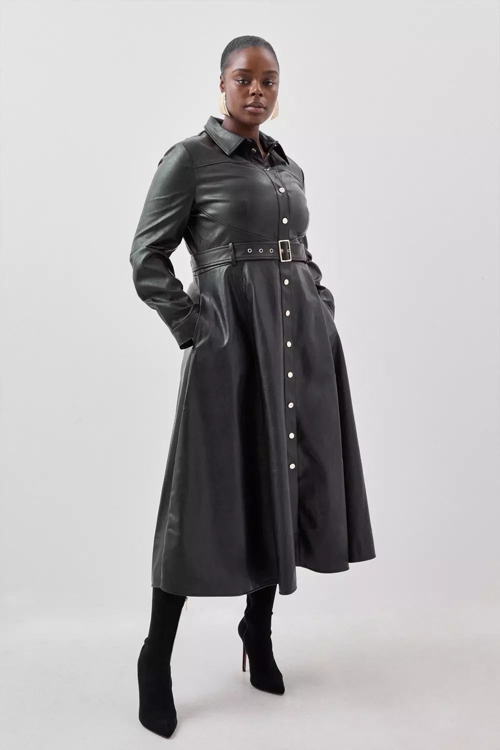 Plus size faux hotsell leather dress with sleeves