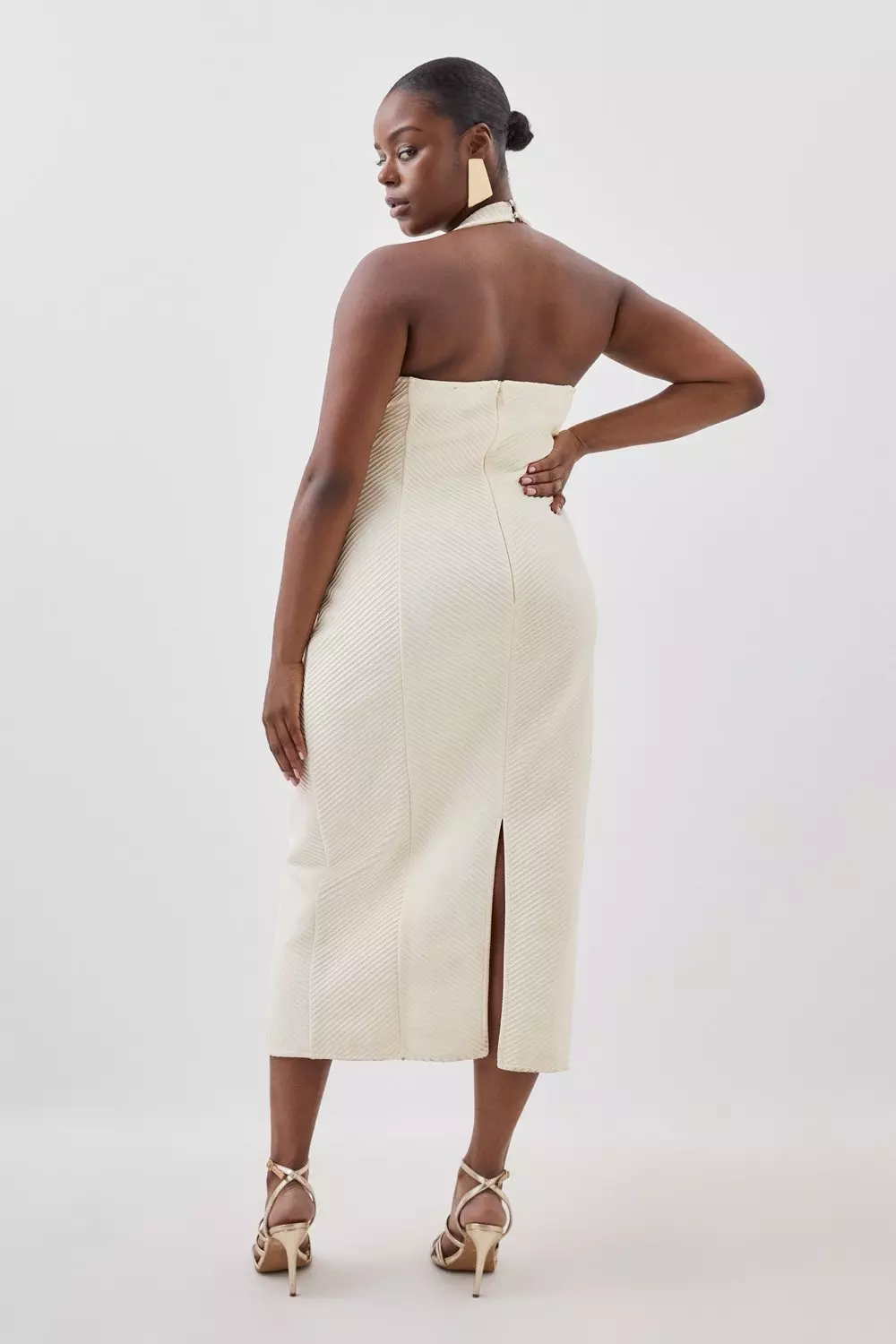 Plus Size Figure Form Bandage Textured Knit Midi Dress | Karen Millen