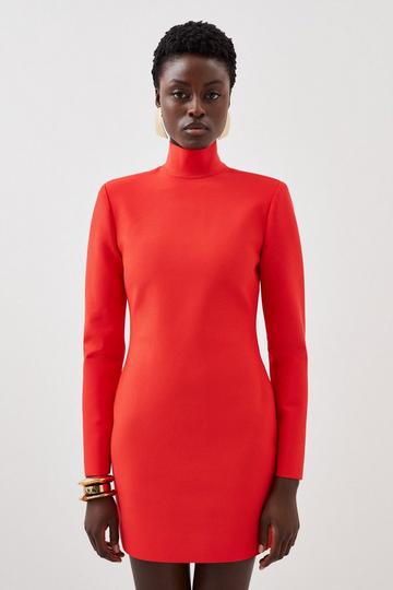 Figure Form Bandage Knit Mini Dress red