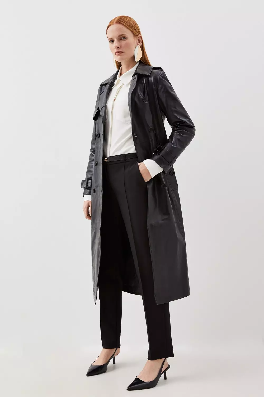 Petite leather hot sale trench coat