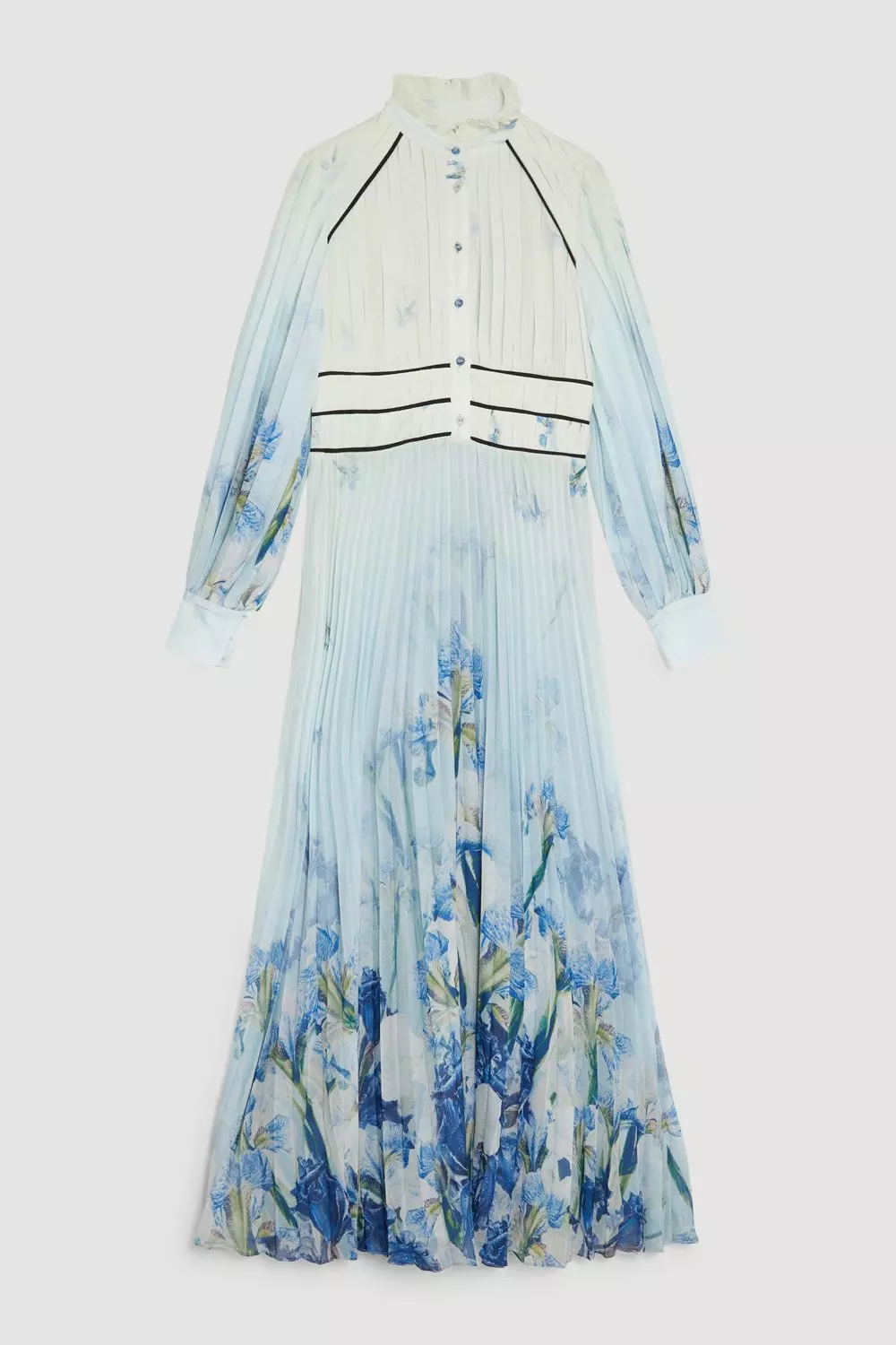Scattered Floral Print Pleated Maxi Dress Karen Millen