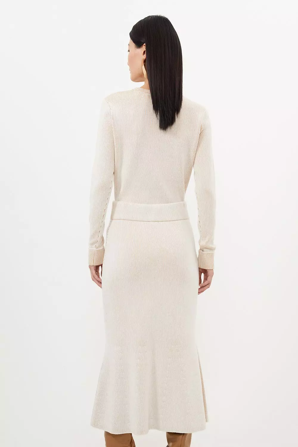 White ribbed hotsell knit midi skirt