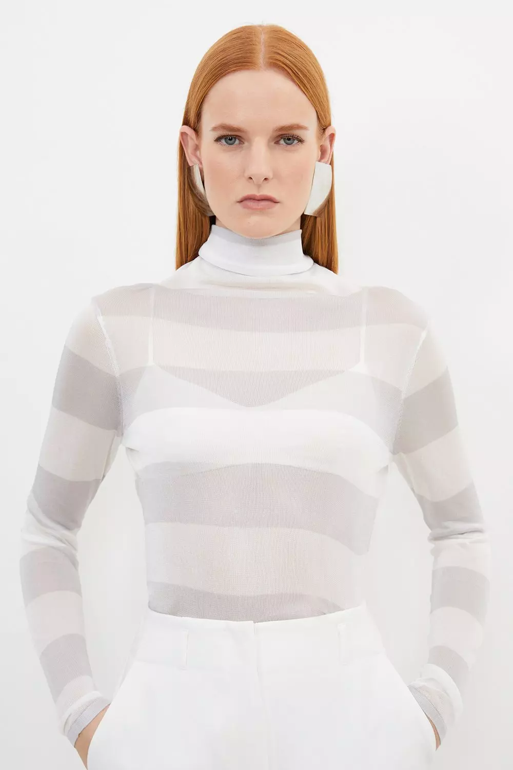 Sheer Stripe Long Sleeve Bodysuit