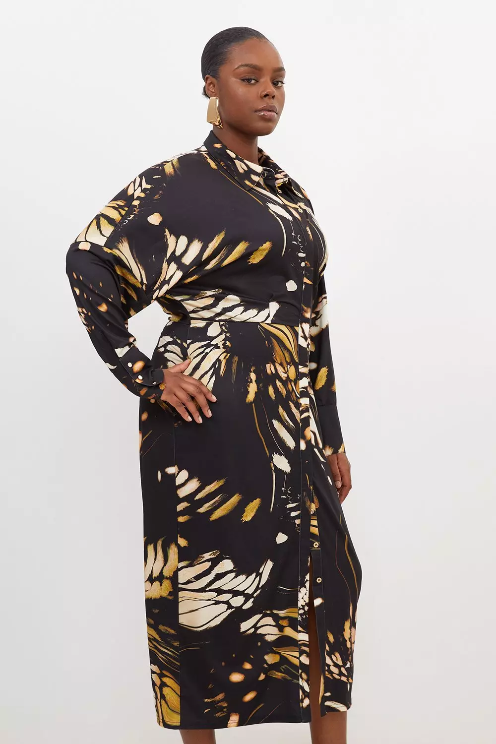 Black floral cheap maxi shirt dress