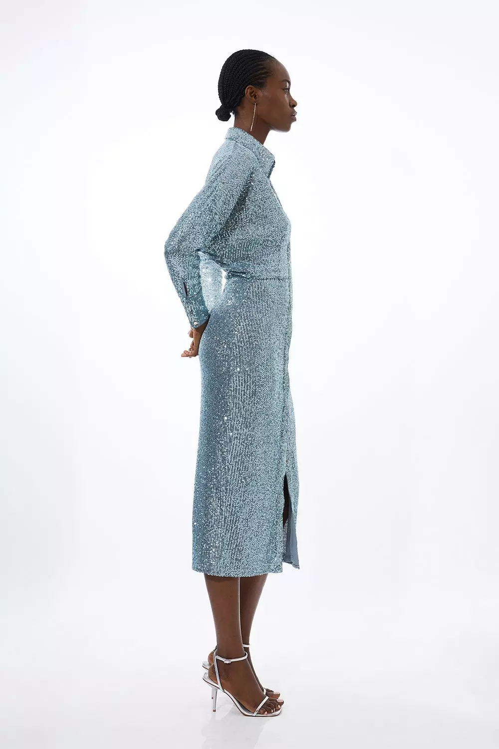 Blue sequin shirt outlet dress