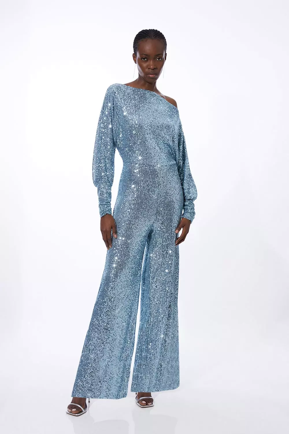 Tall Stretch Jersey Sequin Wide Leg Jumpsuit