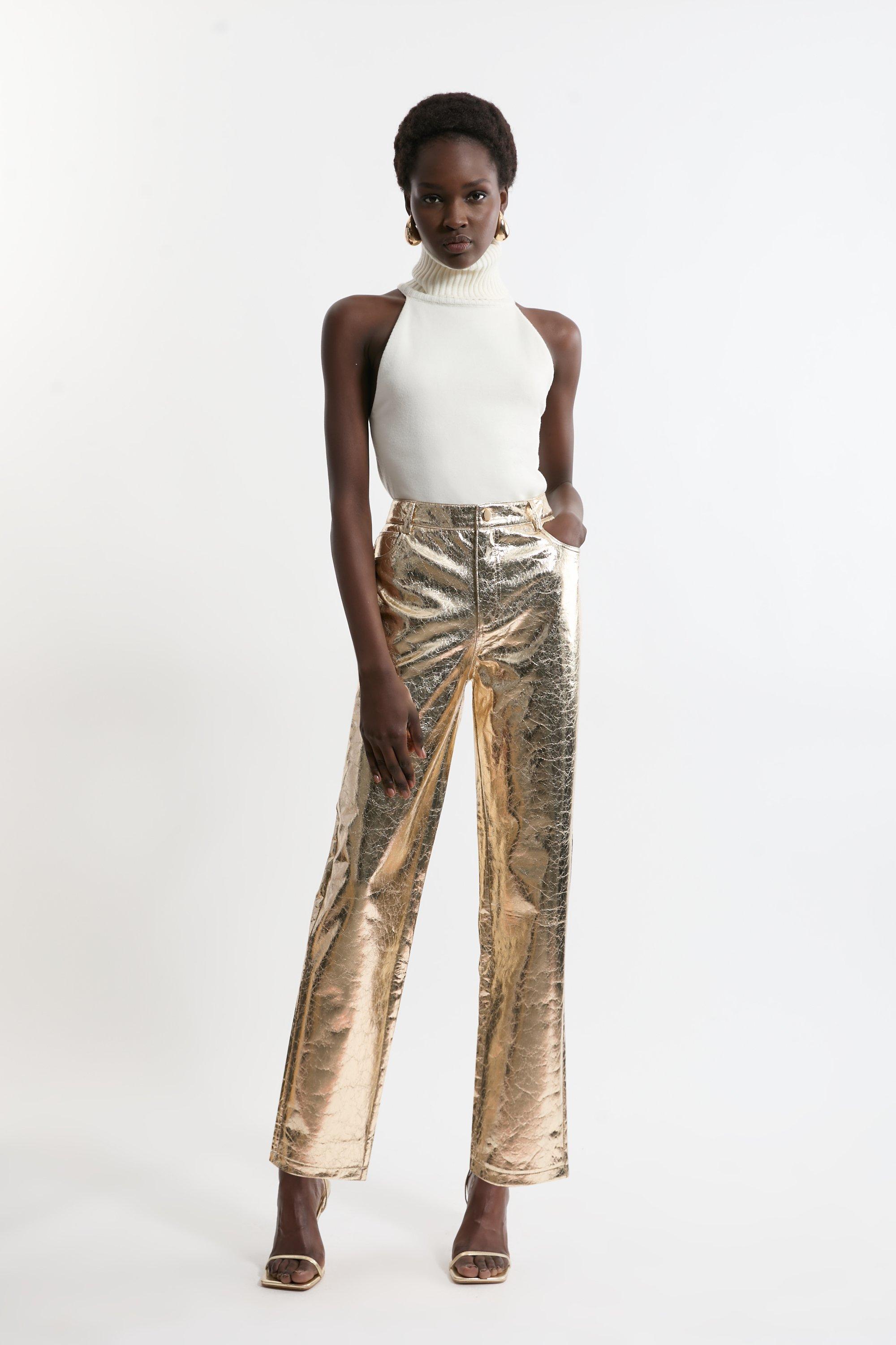 Zara gold sequin store pants