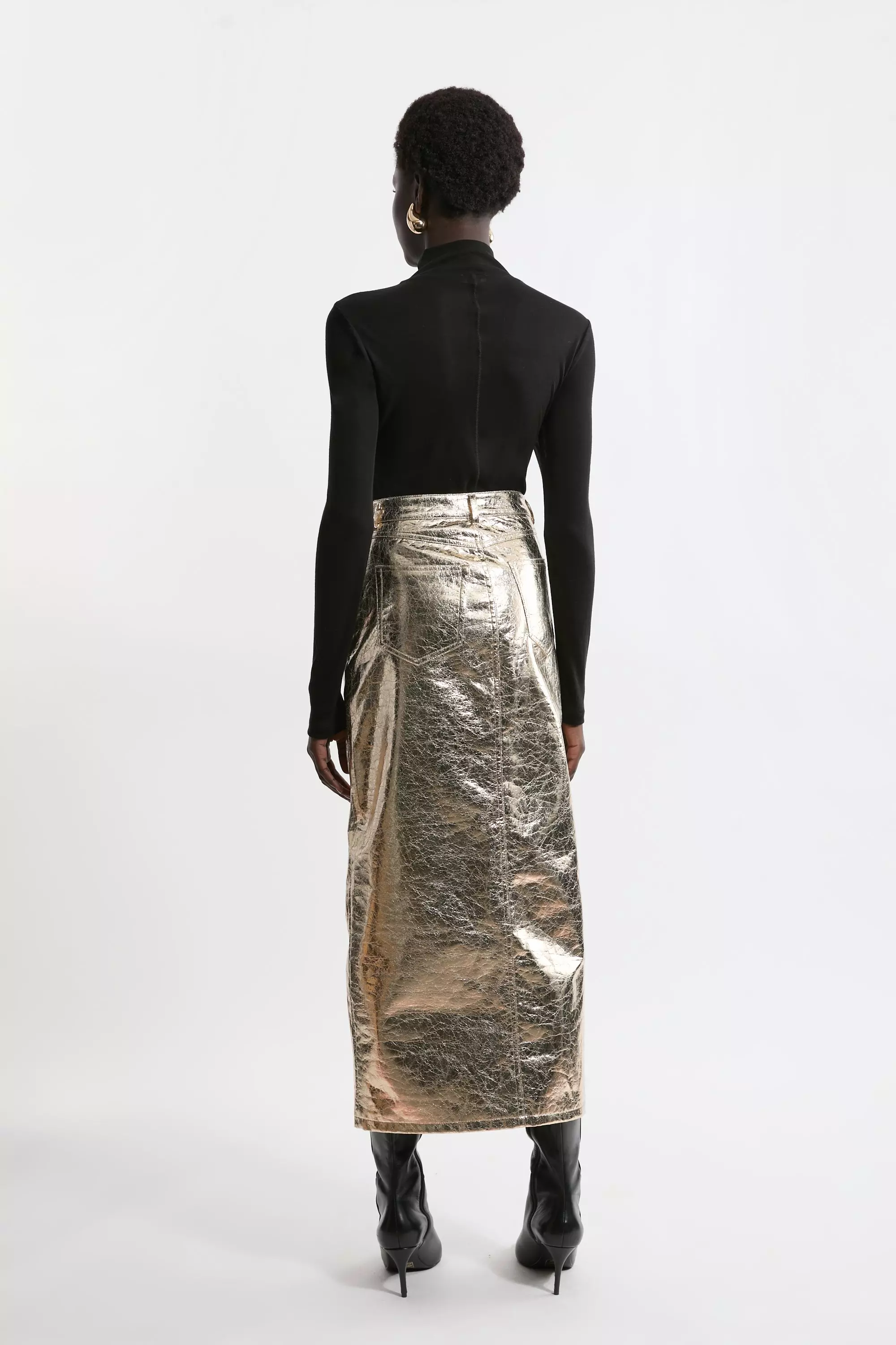 Leather midi 2025 printed skirt