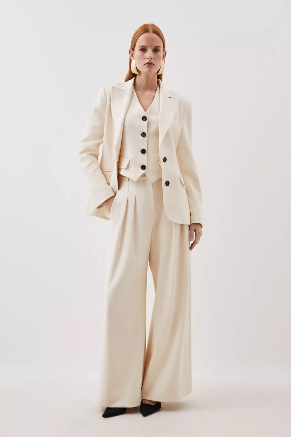 Pleated Slim Stretch Tailored Pant - Pink, Suit Pants