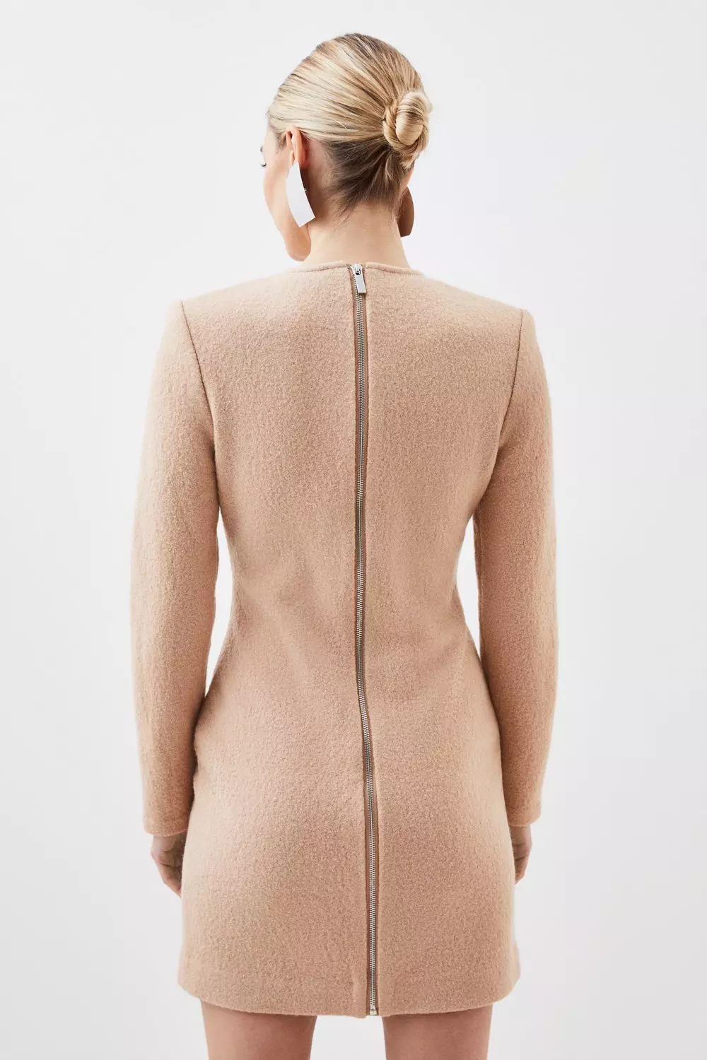 Petite Wool Knit Zip Detail Midi Dress Karen Millen
