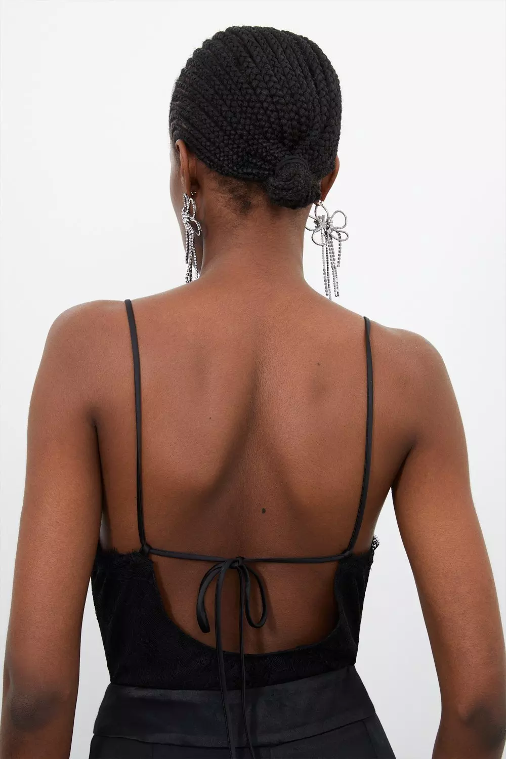 Strappy Lace Jersey Tie Back Bodysuit