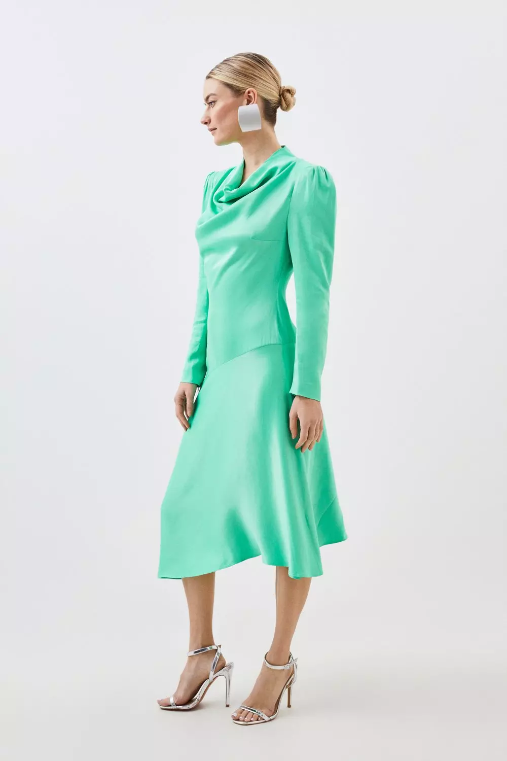 Karen millen clearance green silk dress