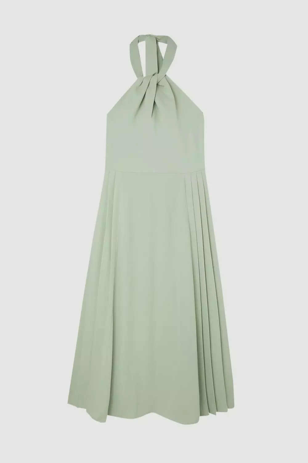 Women's Pleat Detail High Neck Midi Dress
