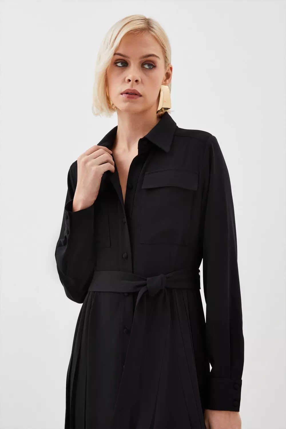 Midi shirt dress with pockets sale