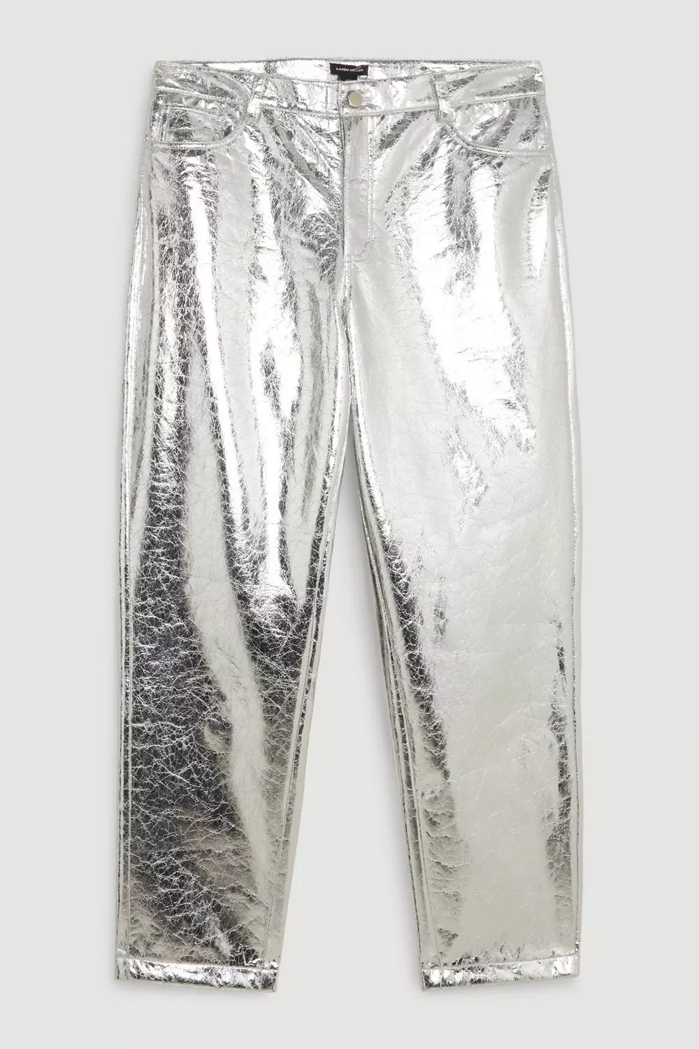 ZARA WOMAN NEW ZW THE BOY BOY TROUSERS SILVER METALLIC JEANS EUR 36  REF.9632/066