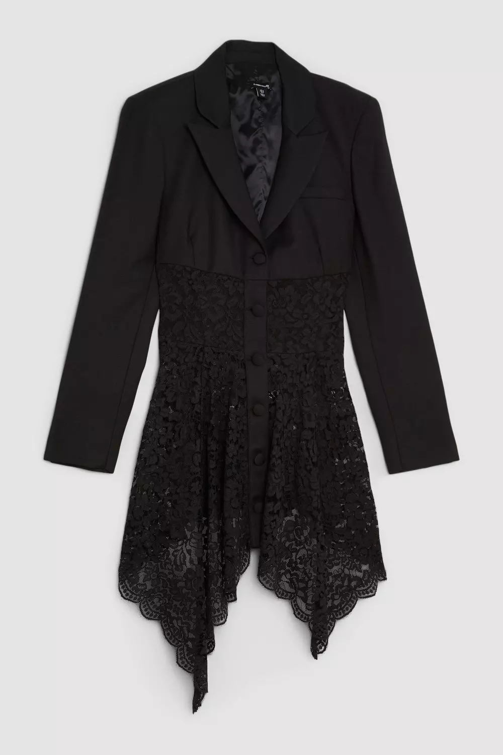 Tailored Italian Lace Detail Longline Blazer | Karen Millen