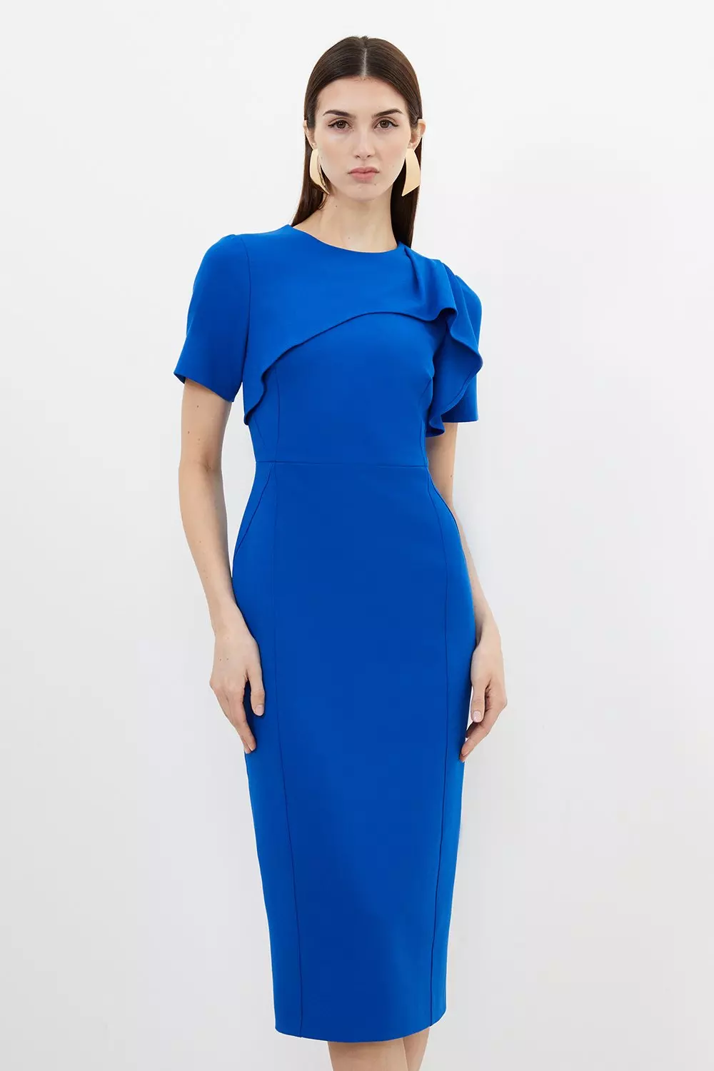 Crepe Dress - Blue Sheath Dress