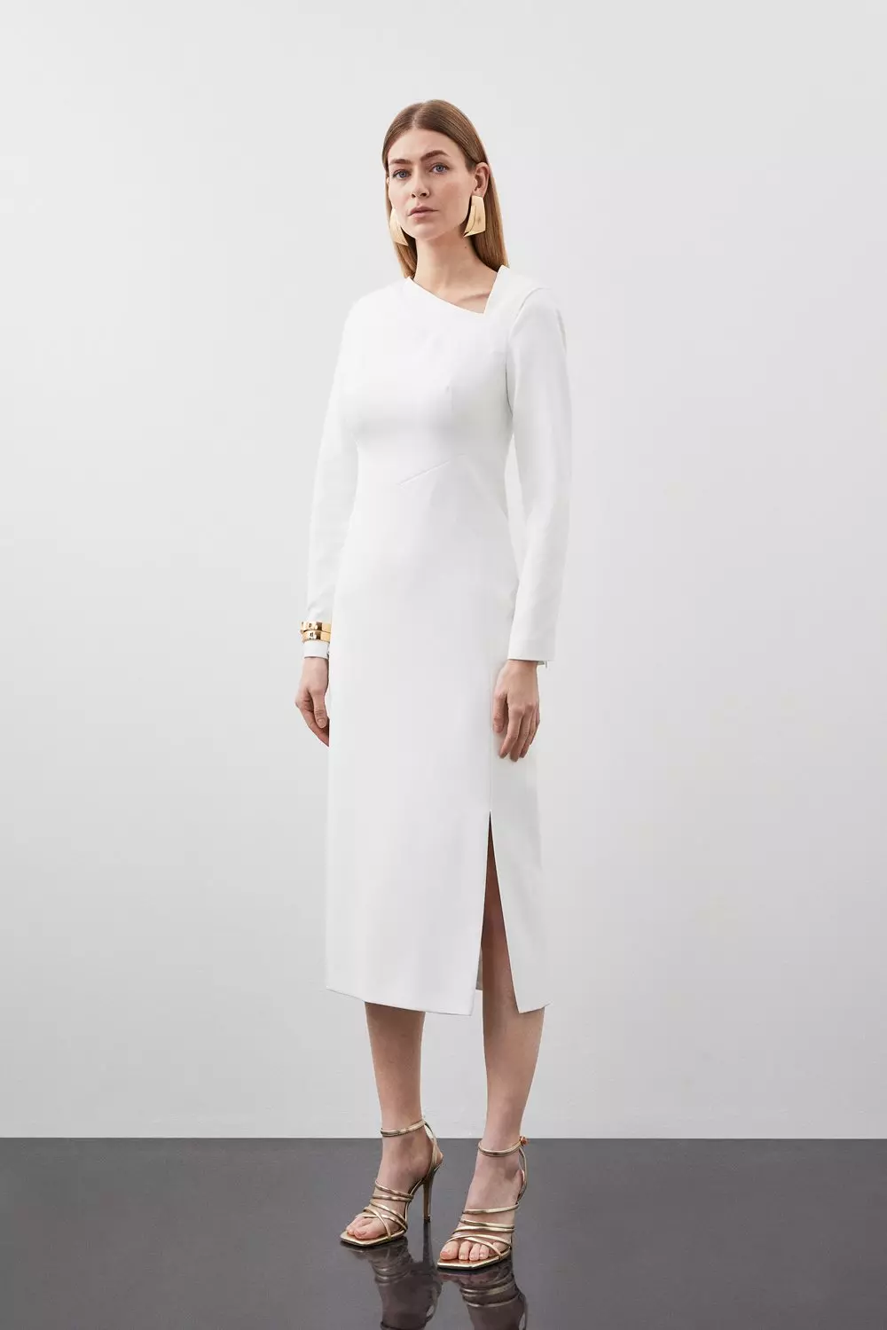 White stretch maxi on sale dress