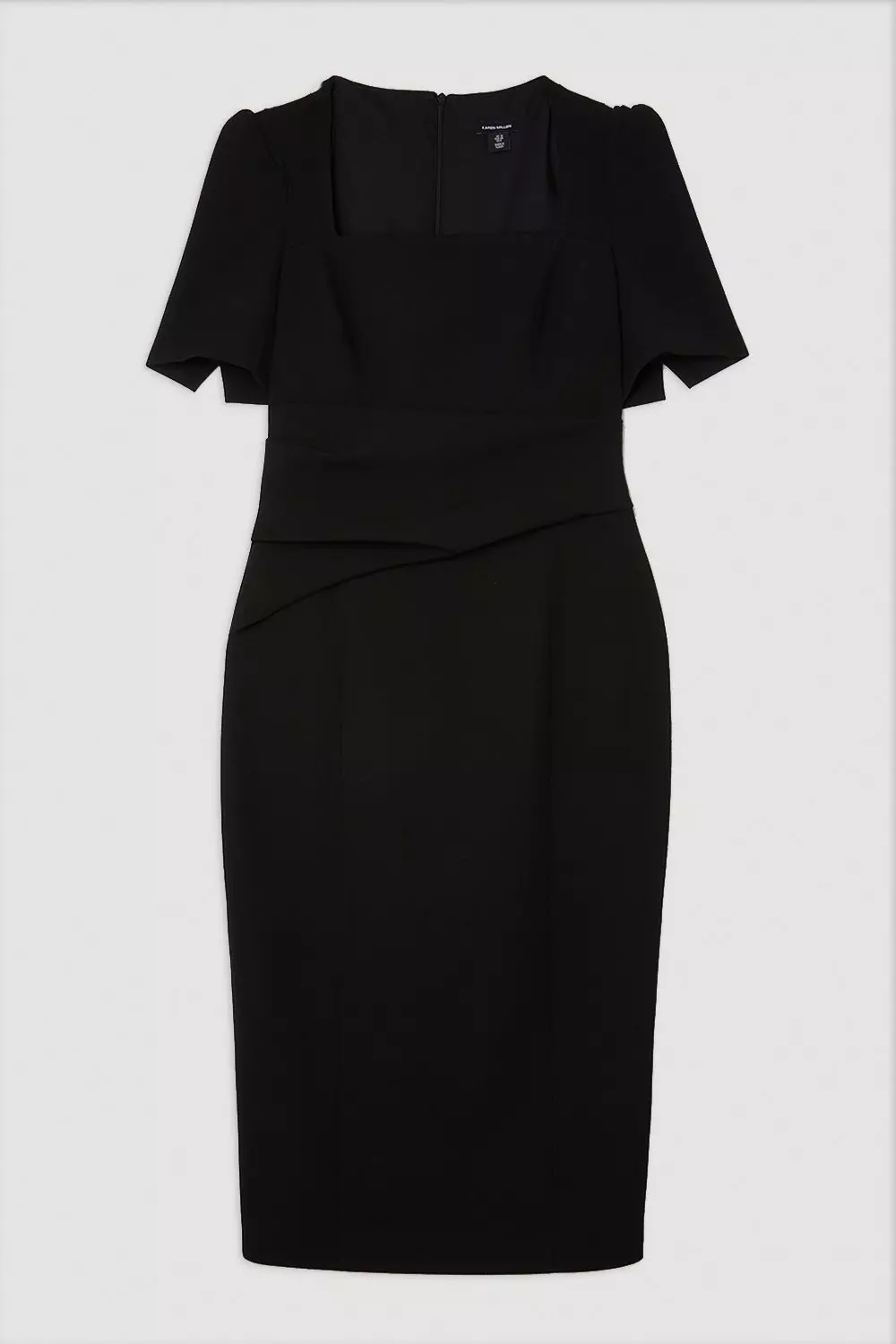 Crepe Square Neck Puff Sleeve Midi Dress