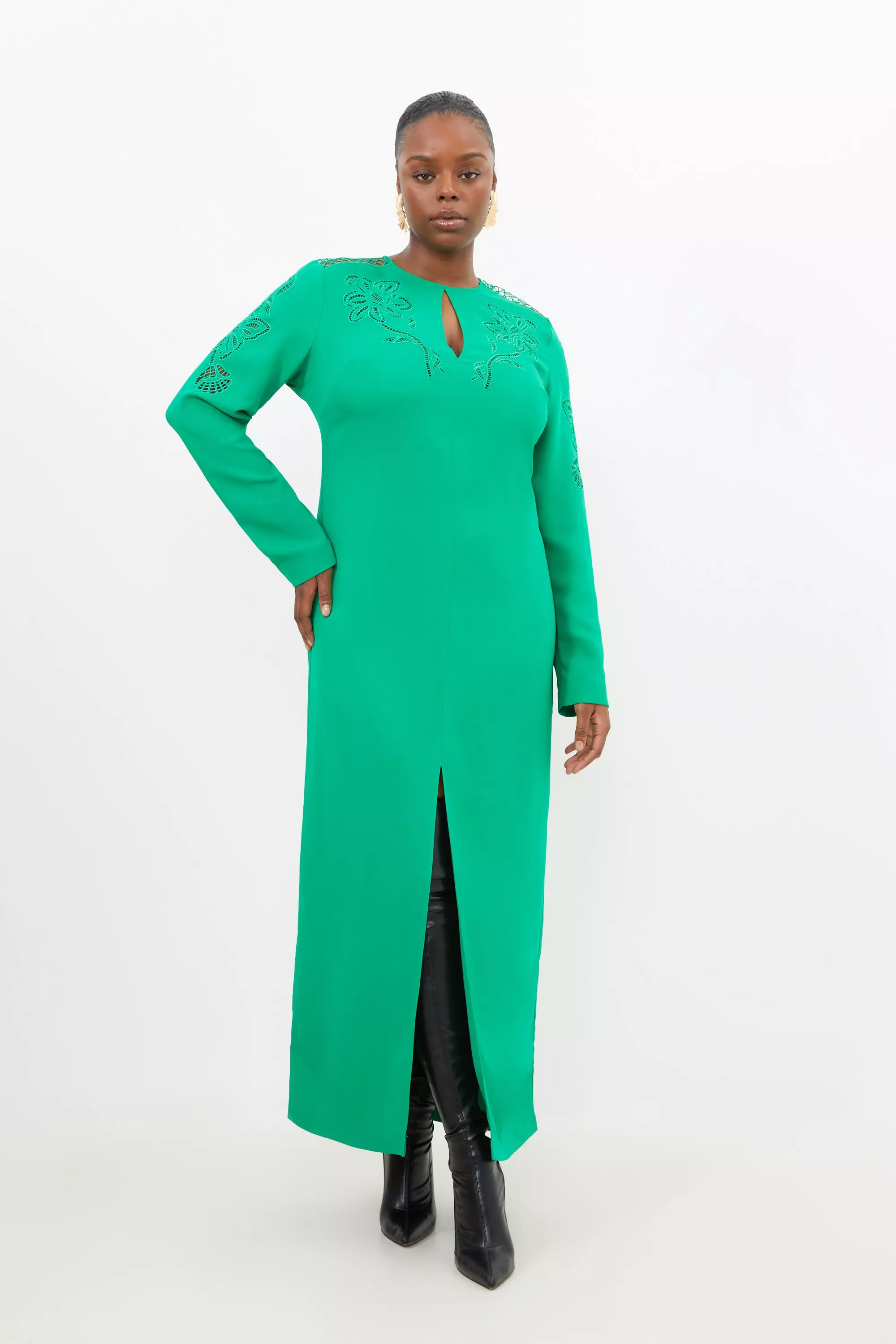 Straight maxi outlet dress with sleeves