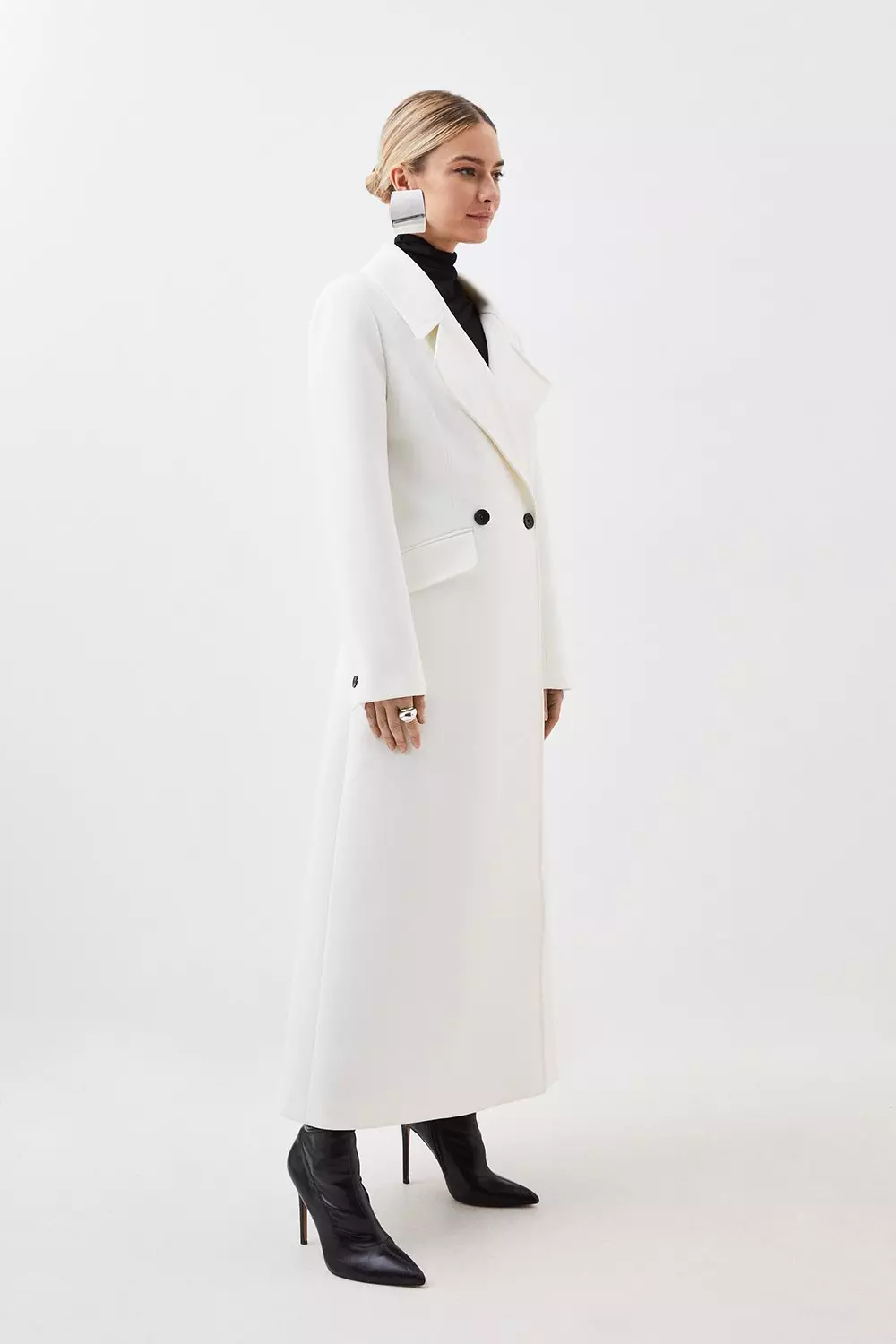 Compact Stretch Belted Double Breasted Maxi Coat | Karen Millen