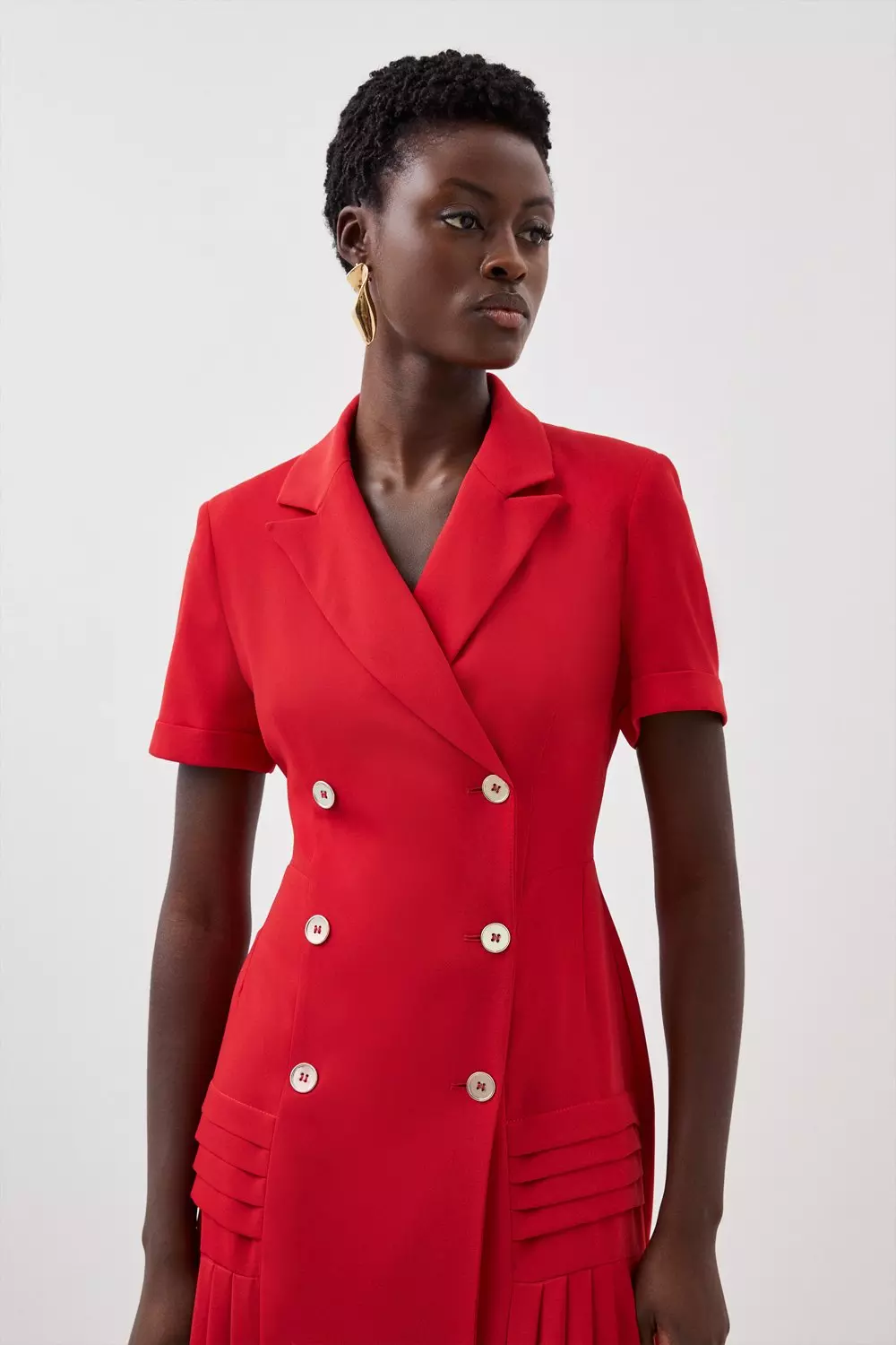 Red double sale breasted blazer dress