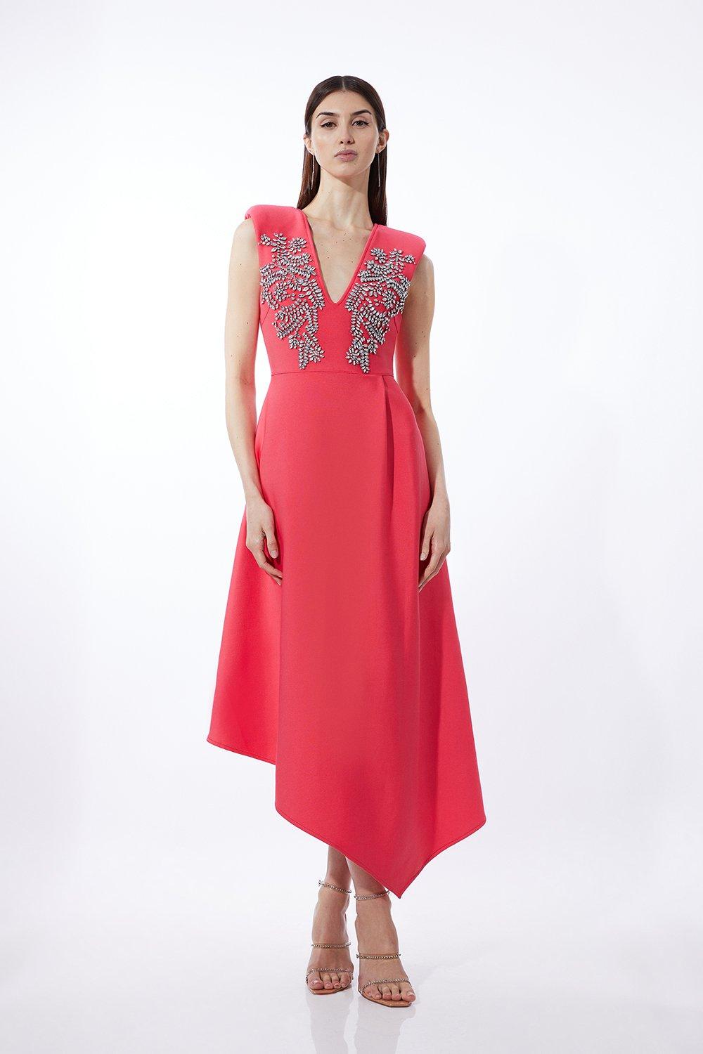 Embellished Bandage Figure Form Knit Sleeveless Midaxi Dress - Pink