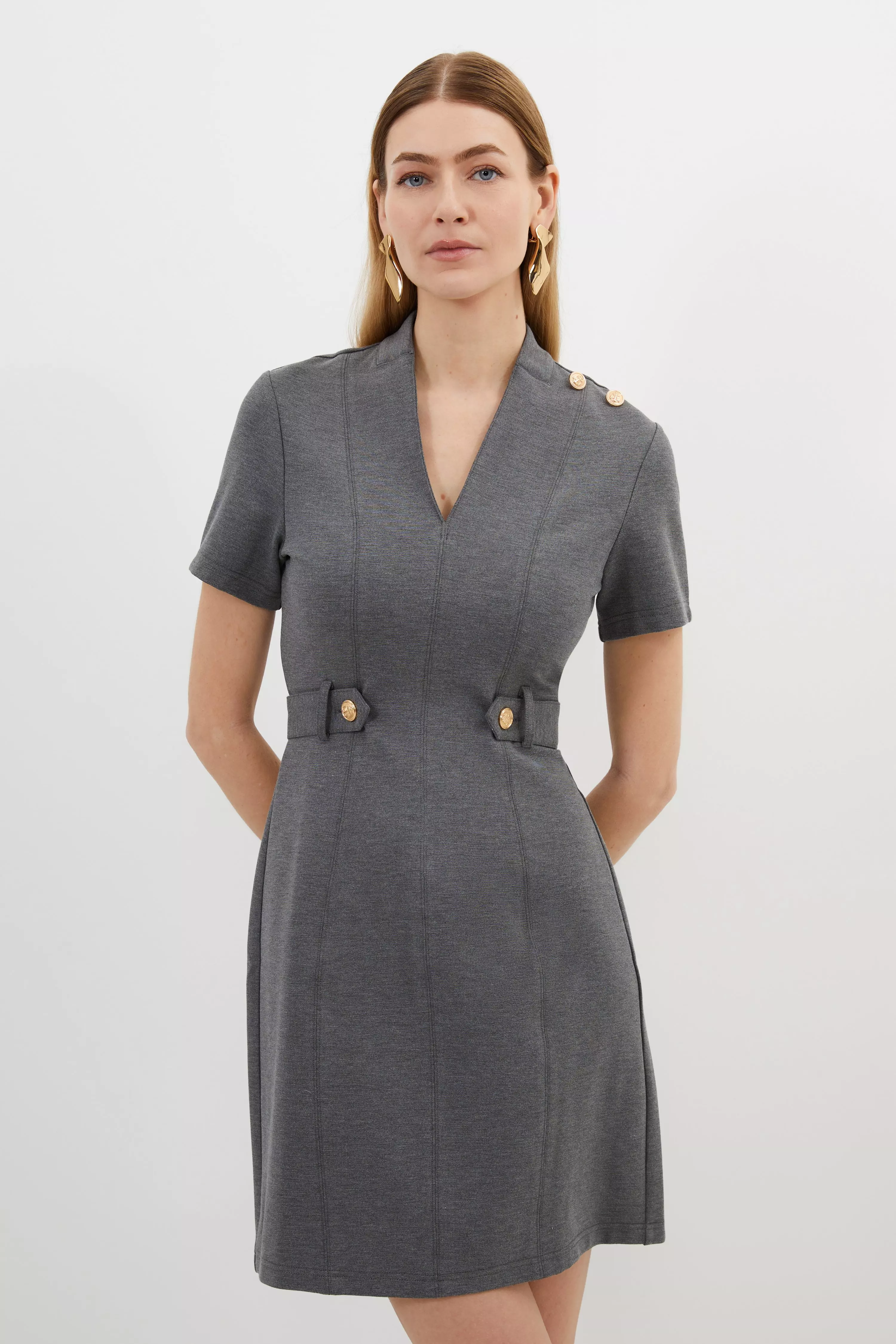 Ponte Belted Jersey Mini Dress | Karen Millen