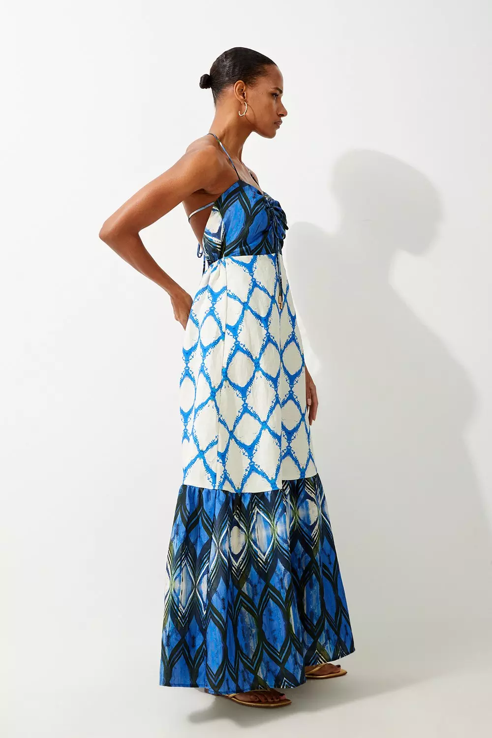 Tile print maxi clearance dress