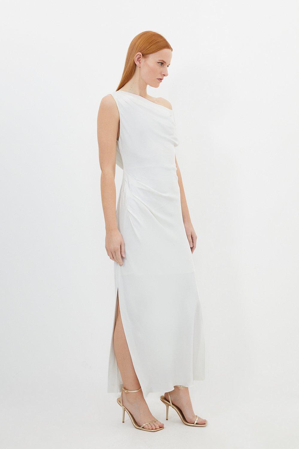 Satin Back Crepe Woven Maxi Dress - Ivory