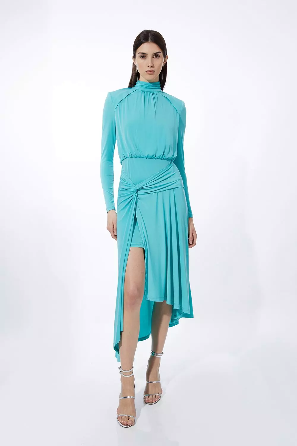 Knot Waist Drapey Jersey Crepe Maxi Dress | Karen Millen