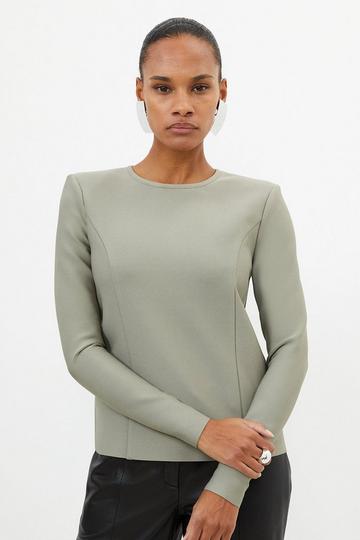 Khaki Relaxed Structured Knit Bandage Top