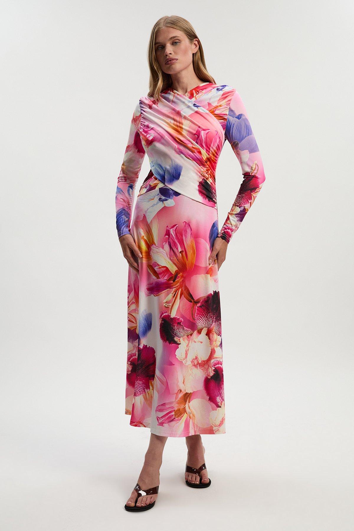 Botanic Jersey Crepe Twist Maxi Dress - Floral