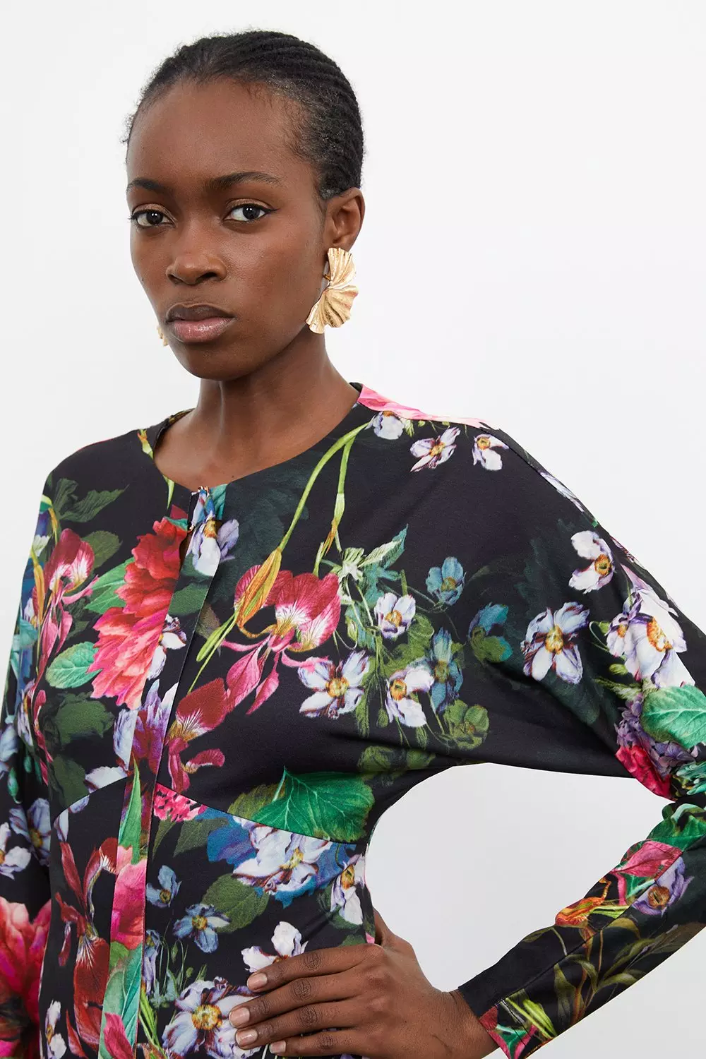 Floral best sale batwing dress