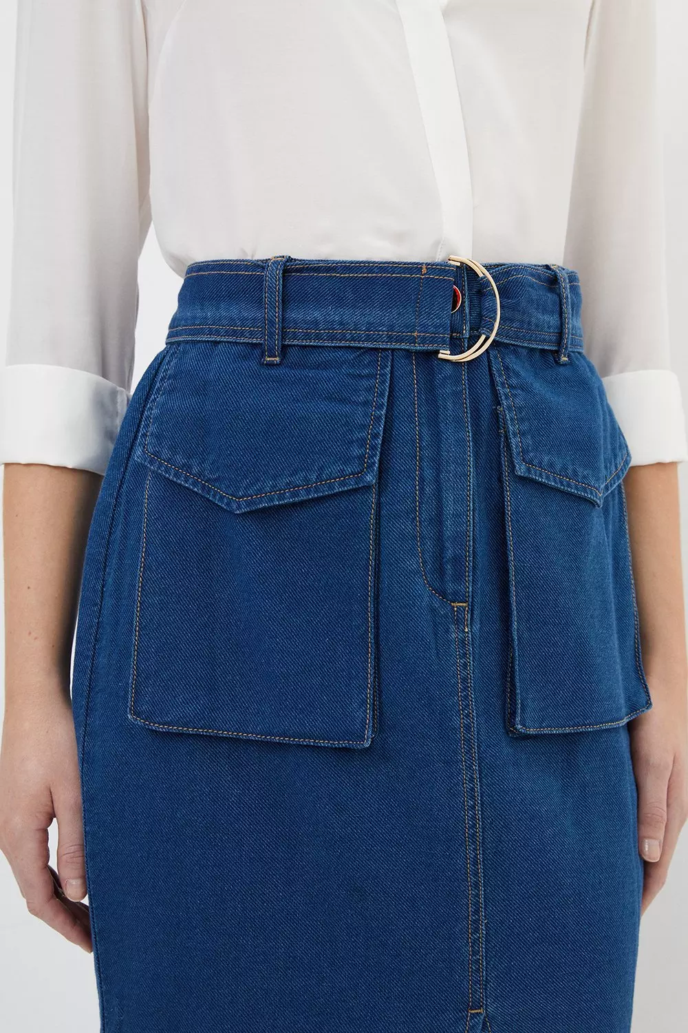 Karen millen shop denim midi skirt