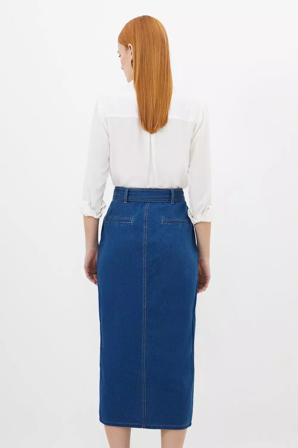 Karen millen shop denim midi skirt