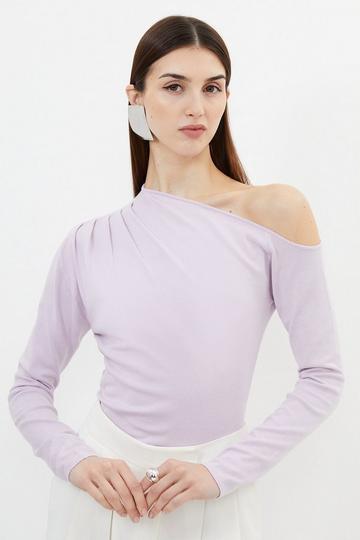 Viscose Blend Off Shoulder Knit Top lilac